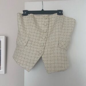 White House Black Market Cream Tweed Button-Up Vest